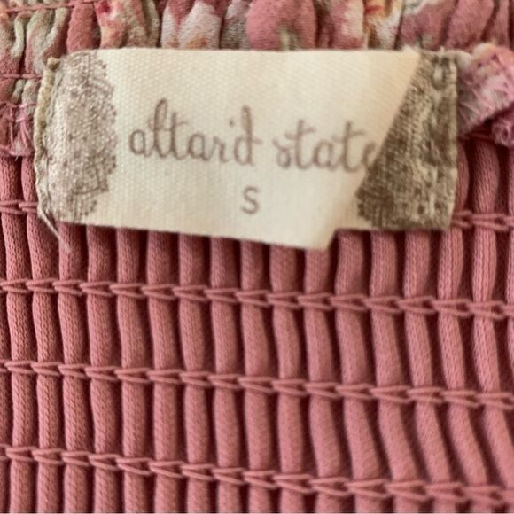 Altar’d State Floral Smocked Puffed Sleeve Square Neck Tiered Maxi Dress Sz S - Picture 4 of 12